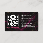 Friseur Black Pink Foto QR-Code  Visitenkarte (Rückseite)