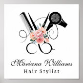Friseur-Blumenschere stilvoller Schönheitssalon Poster (Vorne)