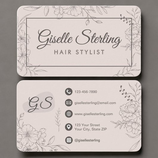 Friseur Blush Pink Floral Visitenkarte