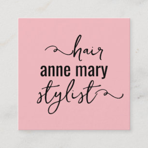 Friseur Blush Pink Girly Schönheitssalon Make-up Quadratische Visitenkarte