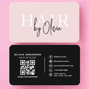 Friseur Blush Pink QR-Code Visitenkarte