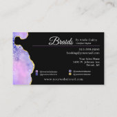 Friseur Braid Salon Lila Holographic Gold Visitenkarte (Rückseite)