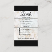 Friseur Braiding Salon Braid Stylist Marmor B Visitenkarte (Rückseite)