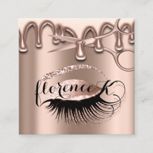 Friseur Brows Eyelashes Rose Moderne Quadratische Visitenkarte