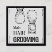 Friseur Brush Barber Chic CUSTOM Black Quadratische Visitenkarte (Vorderseite)