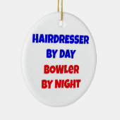Friseur by Day Bowler by Night Keramik Ornament (Rechts)