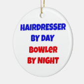 Friseur by Day Bowler by Night Keramik Ornament (Links)