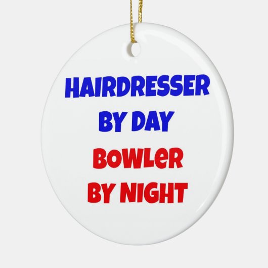Friseur by Day Bowler by Night Keramik Ornament (Links)