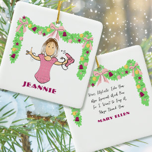 Friseur Cartoon Lustig Weihnachten Danke Keramikornament