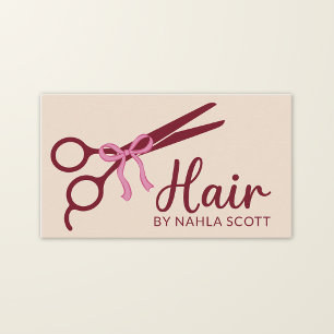 Friseur Chic Pink Schleife Schere Script Visitenkarte