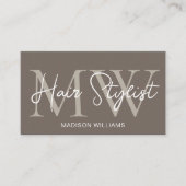 Friseur Custom Monogram Taupe Visitenkarte (Vorderseite)