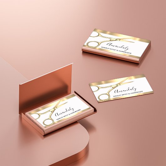 Friseur der Hair Stylist Golden Schere Visitenkarte