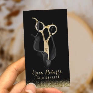 Friseur der Hair Stylist Moderner Schwarzer Salon  Visitenkarte