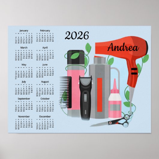 Friseur-Design 2026 Kalenderposter Poster (Vorne)