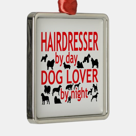 Friseur Dog Lover Silbernes Ornament (Rechts)