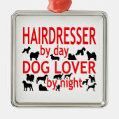 Friseur Dog Lover Silbernes Ornament (Vorne)