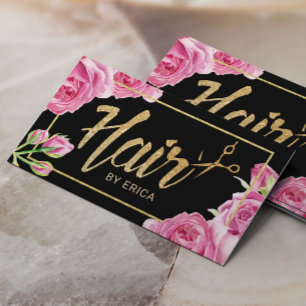 Friseur Elegant Floral Gold gerahmter Friseursalon Visitenkarte
