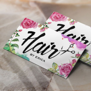Friseur Elegant Wasserfarbe Floral Salon Visitenkarte