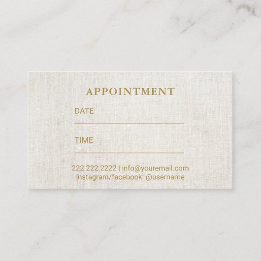 Friseur Elegante Gold Typografie Ernennung Terminkarte (Rückseite)