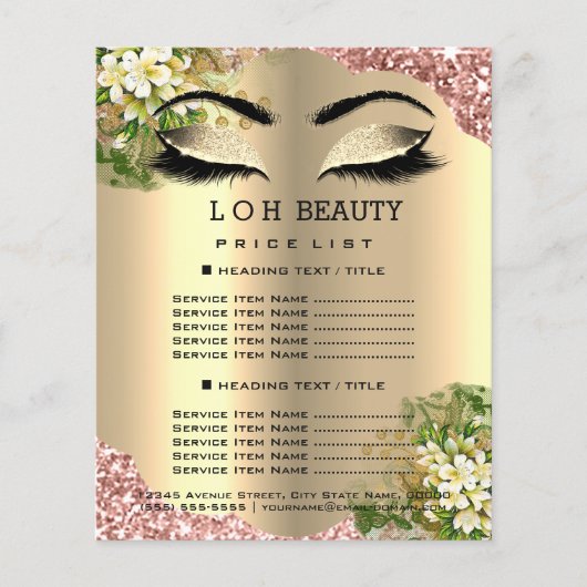 Friseur Eyelashes Makeup Studio Preisliste1 Flyer (Vorne)