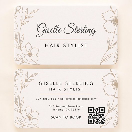 Friseur Floral QR Code Professional Visitenkarte