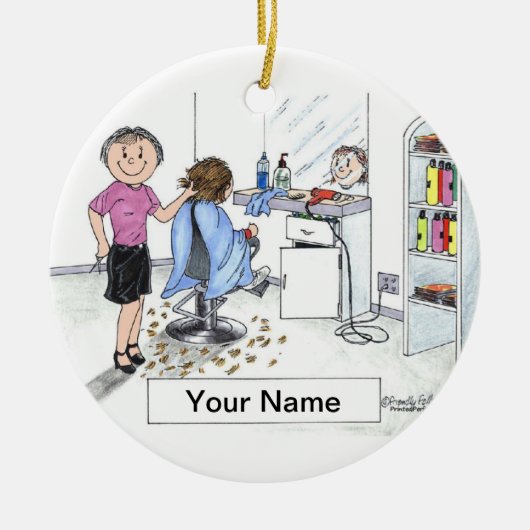 Friseur - Frau Keramikornament (Vorne)