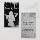 Friseur Friseur Glitzer Silver Visitenkarte (Vorne/Hinten)
