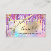 Friseur-Friseur Goldschere Hair Stylist Holografic Visitenkarte (Vorderseite)