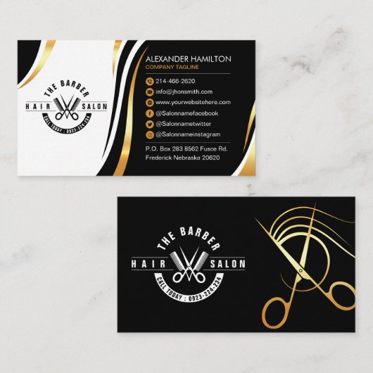 Friseur, Friseur, Salon mit kostenlosem Logo Visitenkarte (Vorne/Hinten)