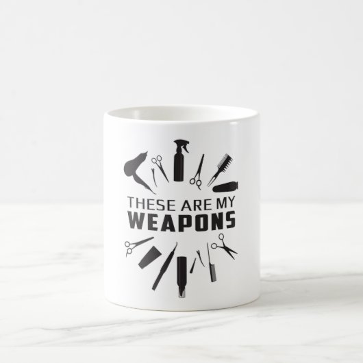 Friseur Friseur Stylist Barber Weapons Funny Gift Kaffeetasse (Mittel)