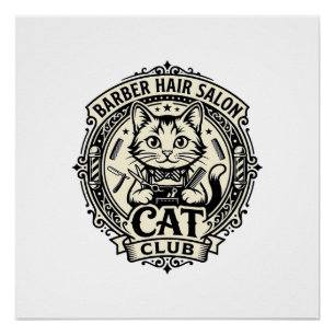 Friseur Friseursalon Katze Lustige Katze Grafik -  Poster
