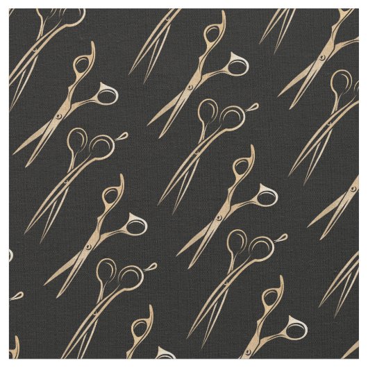 Friseur-Friseursalon mit Goldschere Stoff (Nahaufnahme)