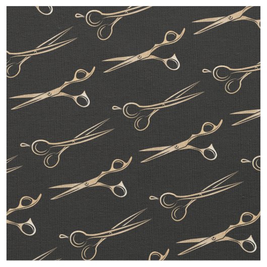 Friseur-Friseursalon mit Goldschere Stoff (Nahaufnahme)