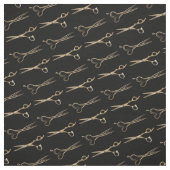 Friseur-Friseursalon mit Goldschere Stoff (Muster)