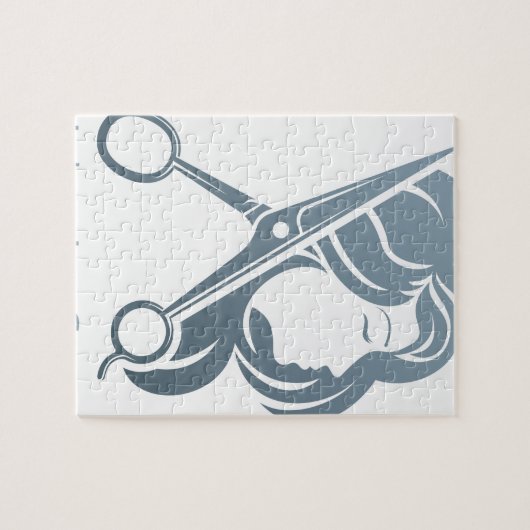 Friseur-Friseursalon Scissors Frauen-Konzept Puzzle (Horizontal)