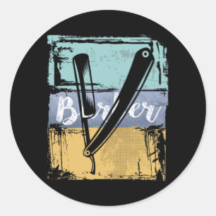 Friseur Friseuse Tee - Vintage Retro Rasierer Runder Aufkleber