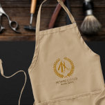 Friseur für Barber und Logo elegant Vintag Schürze<br><div class="desc">Personalisierte Friseur-Shop-Schürze mit einem Imitat Goldschere und Skript-Logo (Sie können es mit Ihrem eigenen ersetzen!) und mit dem Namen / Titel des Barbiers</div>