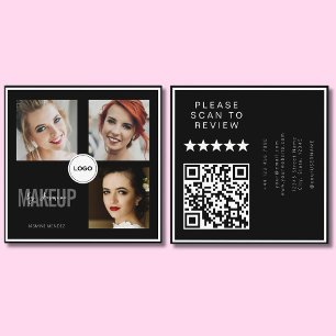 Friseur für schwarze Haare Foto-Collage QR-Code &  Quadratische Visitenkarte