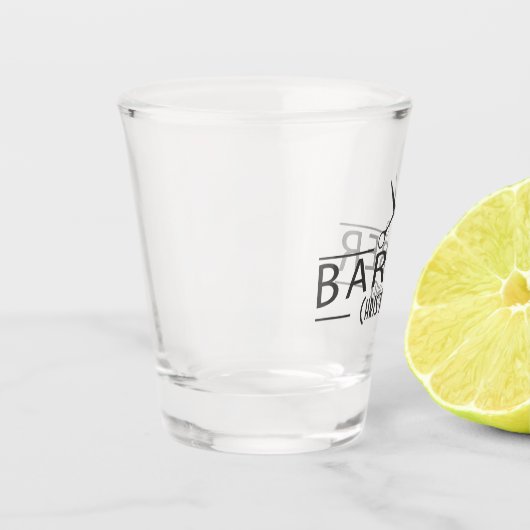 Friseur-Geschäft Scissors Stylist-Monogramm Schnapsglas (Links)