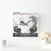 Friseur-Geschäfts-Schwarzes, Weiß, Schachbrett Quadratische Wanduhr (Zuhause)