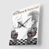 Friseur-Geschäfts-Schwarzes, Weiß, Schachbrett Quadratische Wanduhr (Winkel)