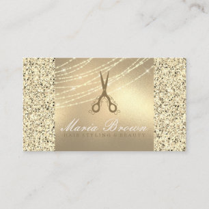 Friseur Glitter Gold Luxus Schere Visitenkarte