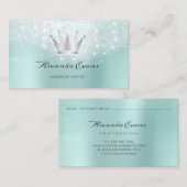 Friseur Glitzer Makeup Water Crown Silver Terminkarte (Vorne/Hinten)