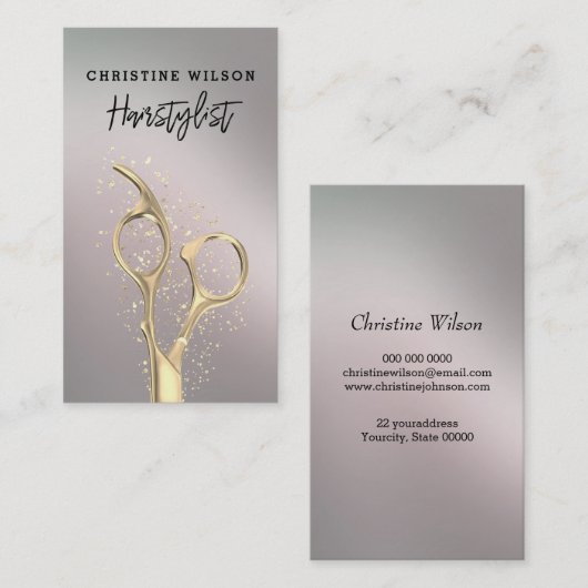Friseur Goldschere Visitenkarte (Vorne/Hinten)