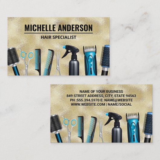 Friseur | Goldschimmer Visitenkarte (Vorne/Hinten)