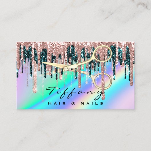 Friseur Golen Scissors Rose Loyalty Holograph Visitenkarte (Vorderseite)