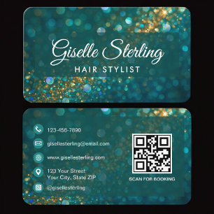 Friseur Green Gold QR Code Professional Visitenkarte