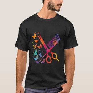 Friseur Haar Stylist Schere Comb Butterfly T-Shirt