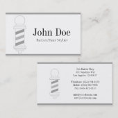 Friseur-/Haar-Stylist Stripes Weiß Visitenkarte (Vorne/Hinten)