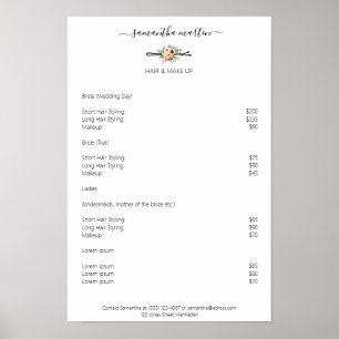 Friseur Haarnadel Blumen Preislisten Poster